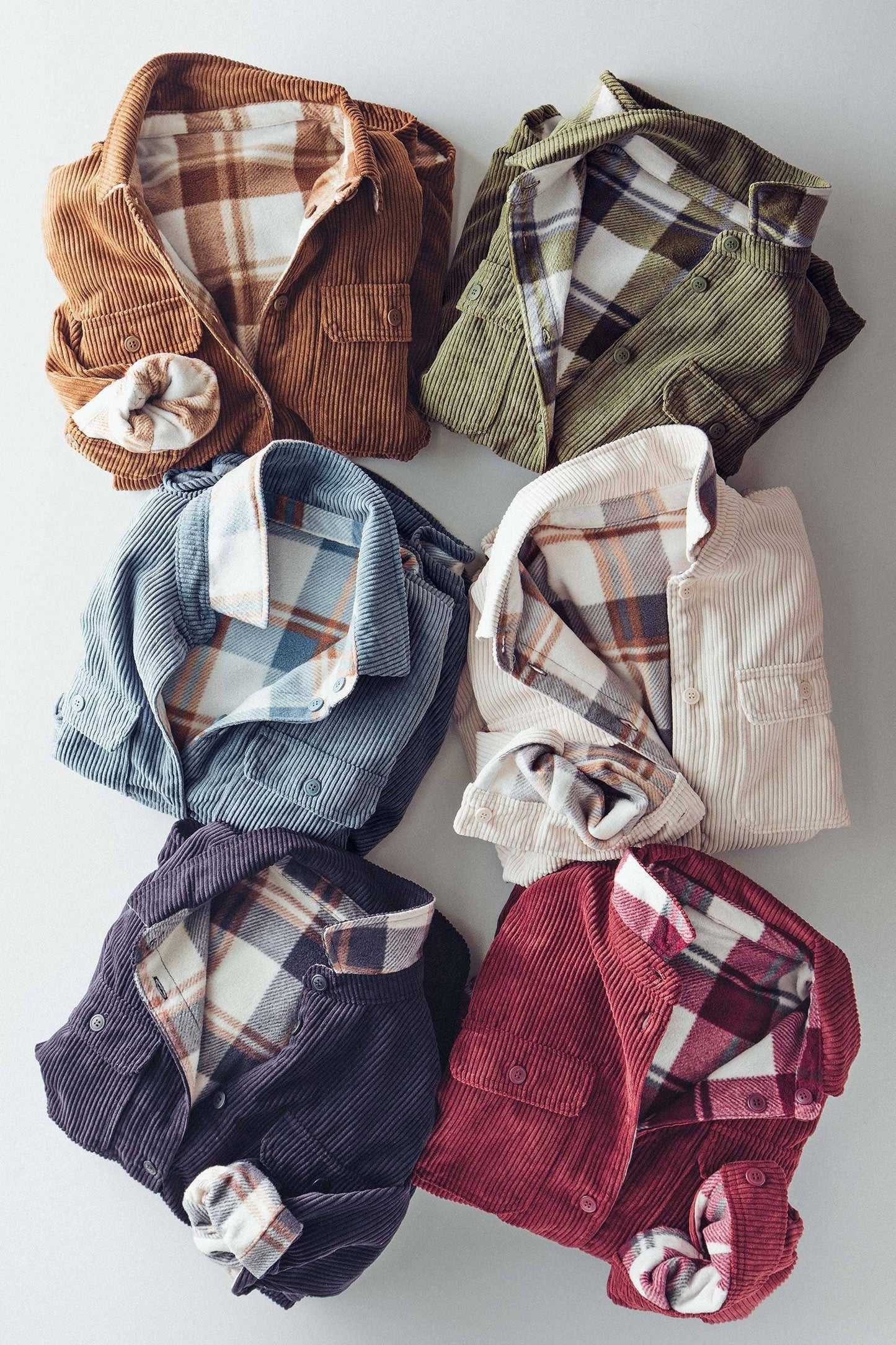 Welsy📚Plaid Lined Corduroy Flannel Shacket