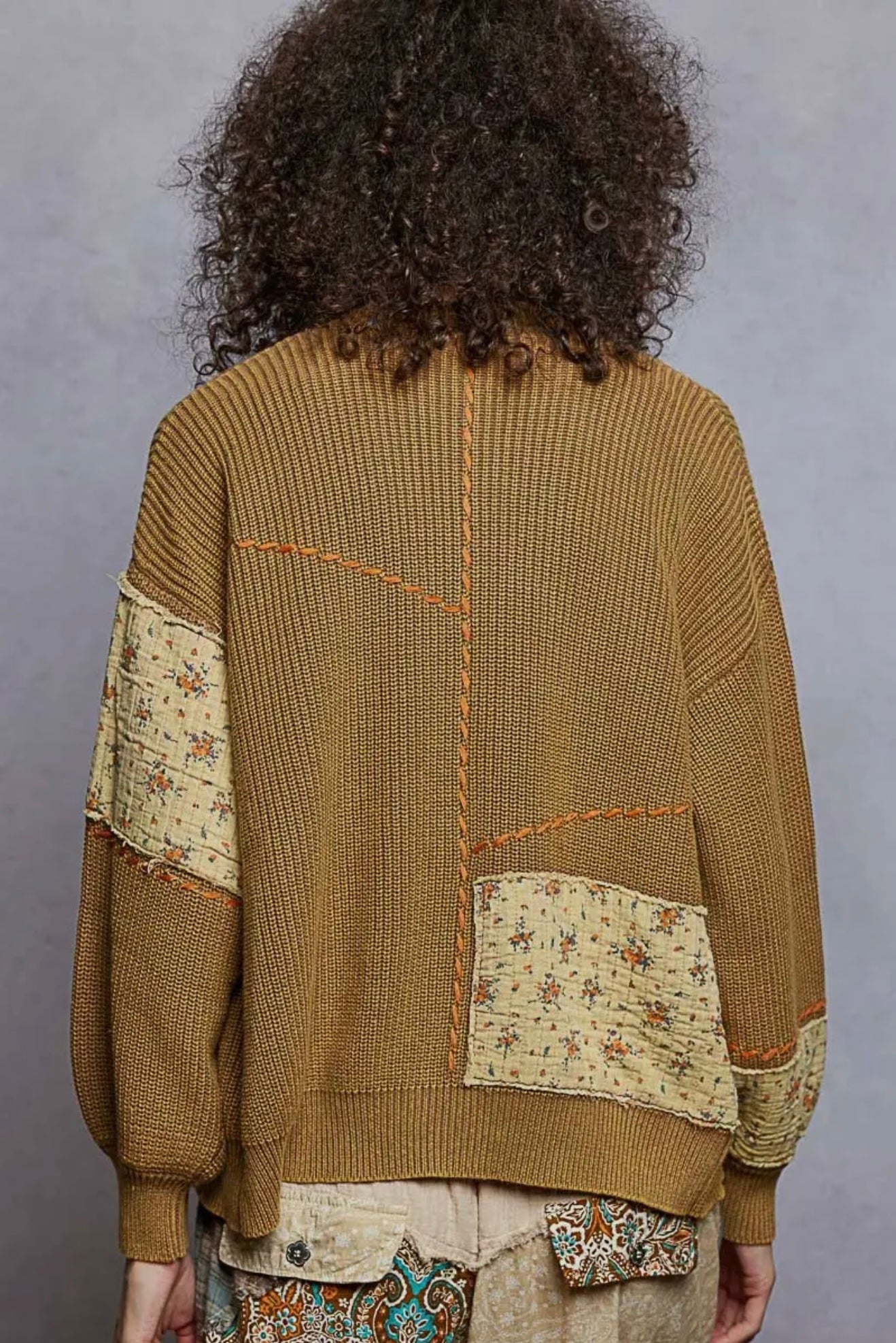 Louisa📚 Balloon Sleeve Solid Pattern
Stitch Detail Sweater Cardigan(Pol)