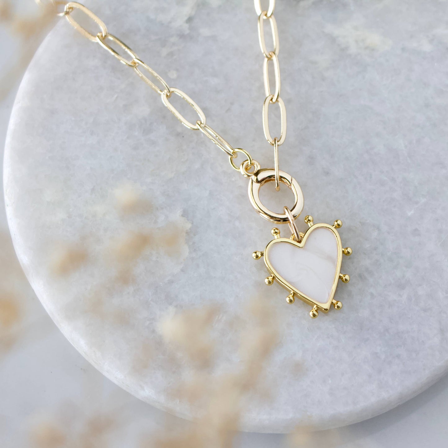 Enamel Heart Charm Necklace 