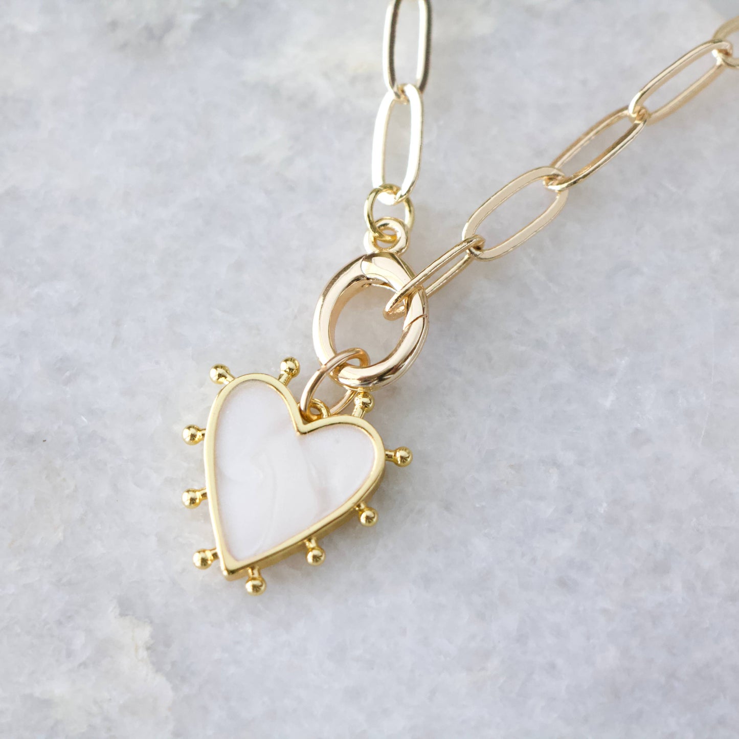 Enamel Heart Charm Necklace 