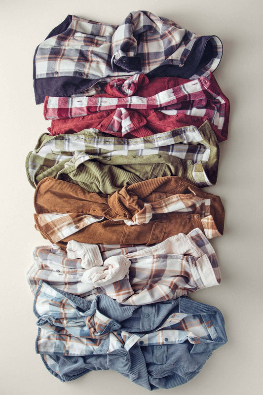 Welsy📚Plaid Lined Corduroy Flannel Shacket