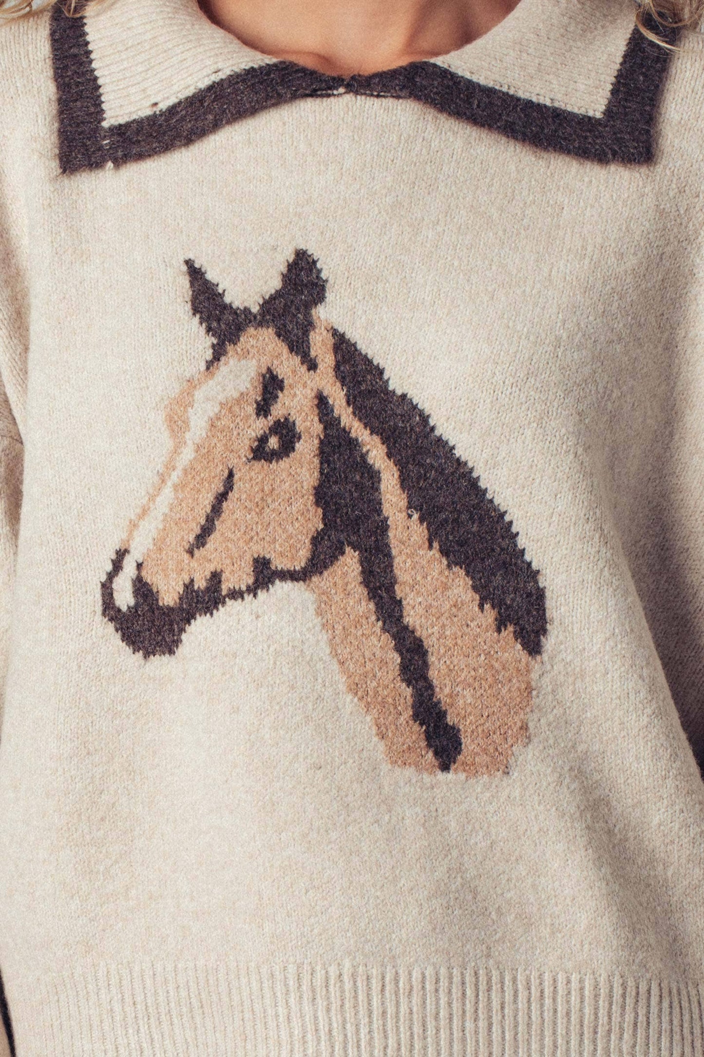 Morgan📚Sweater: Horse Motif Knit Sweater