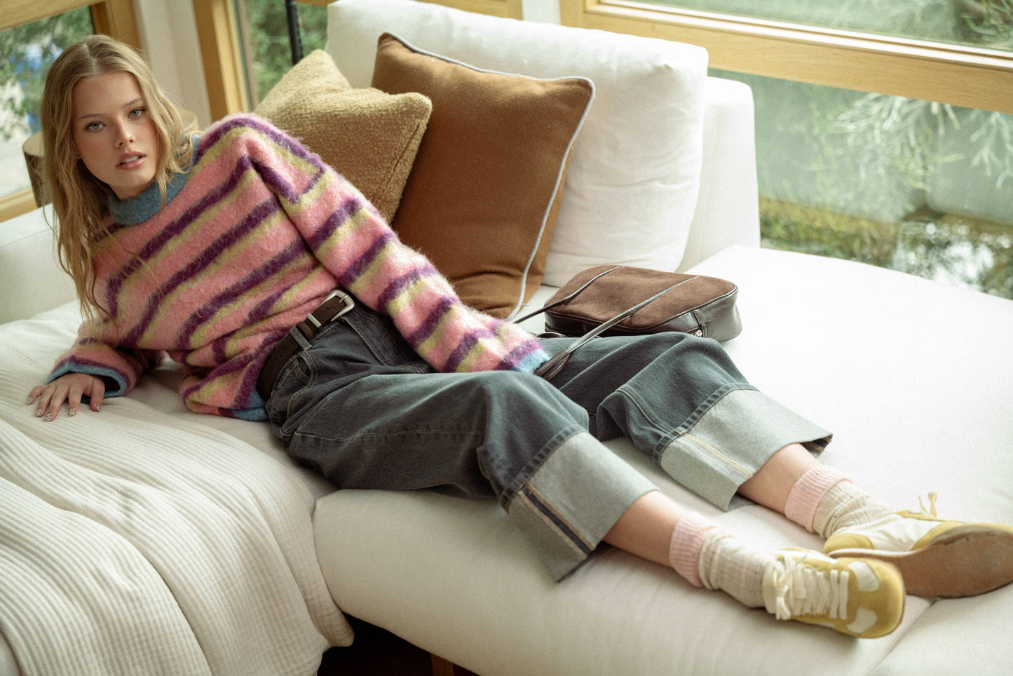 Mac📚MULTI COLOR BRUSHED EFFECT SWEATER TOP