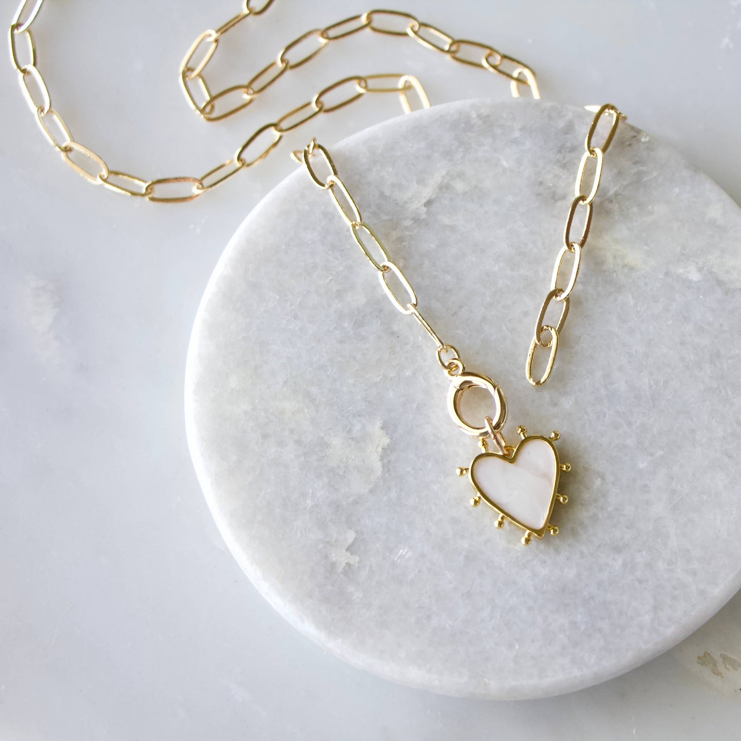 Enamel Heart Charm Necklace 