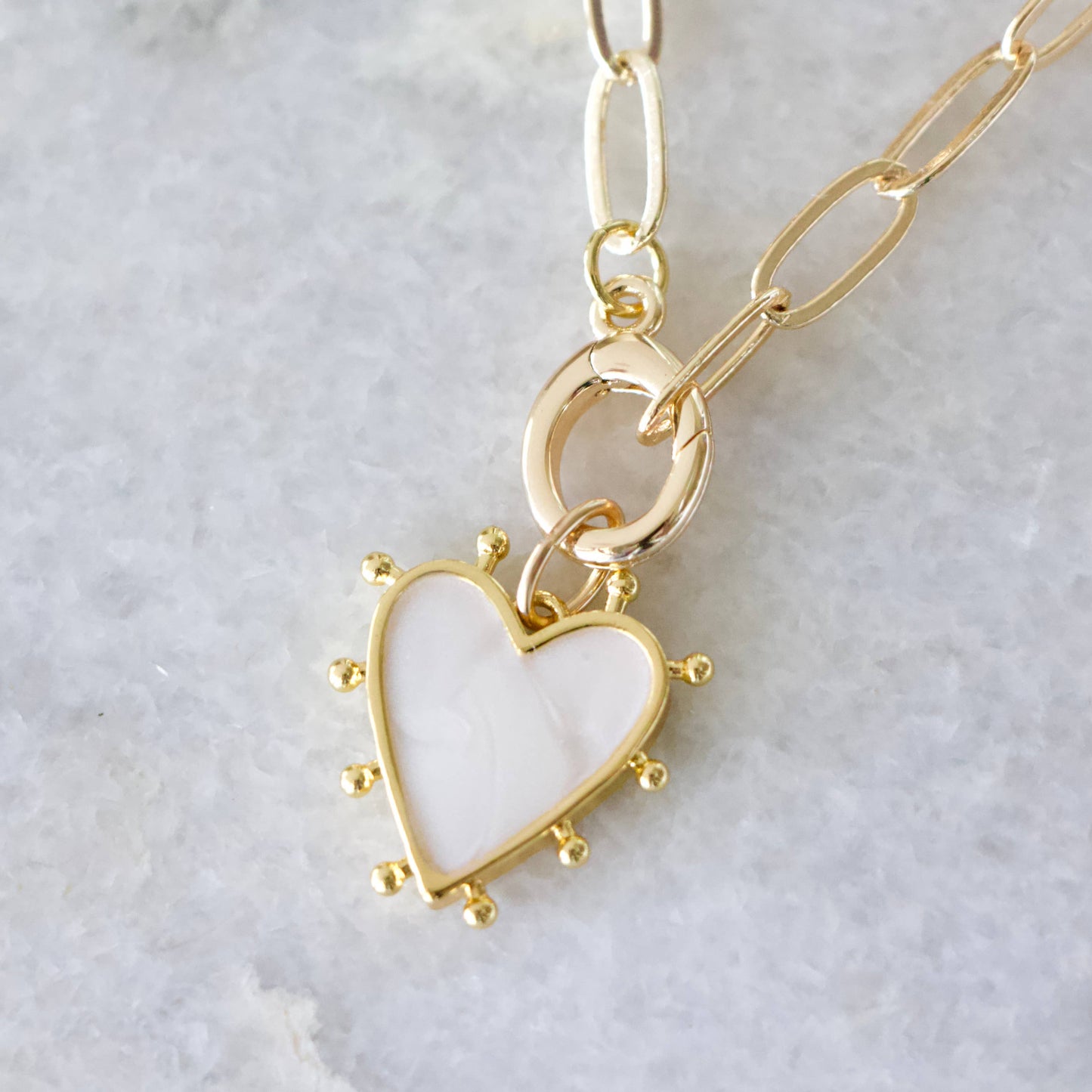 Enamel Heart Charm Necklace 