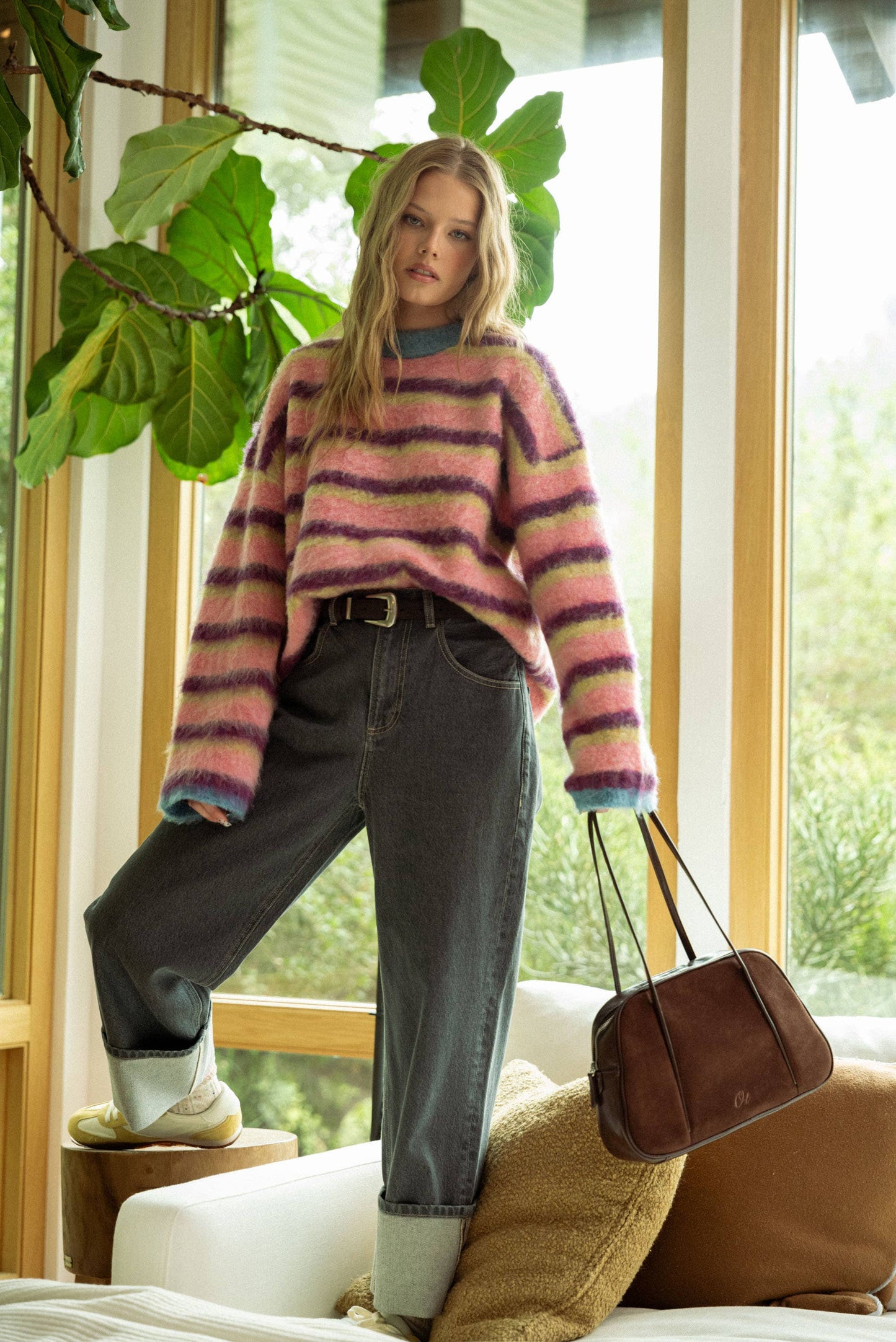 Mac📚MULTI COLOR BRUSHED EFFECT SWEATER TOP