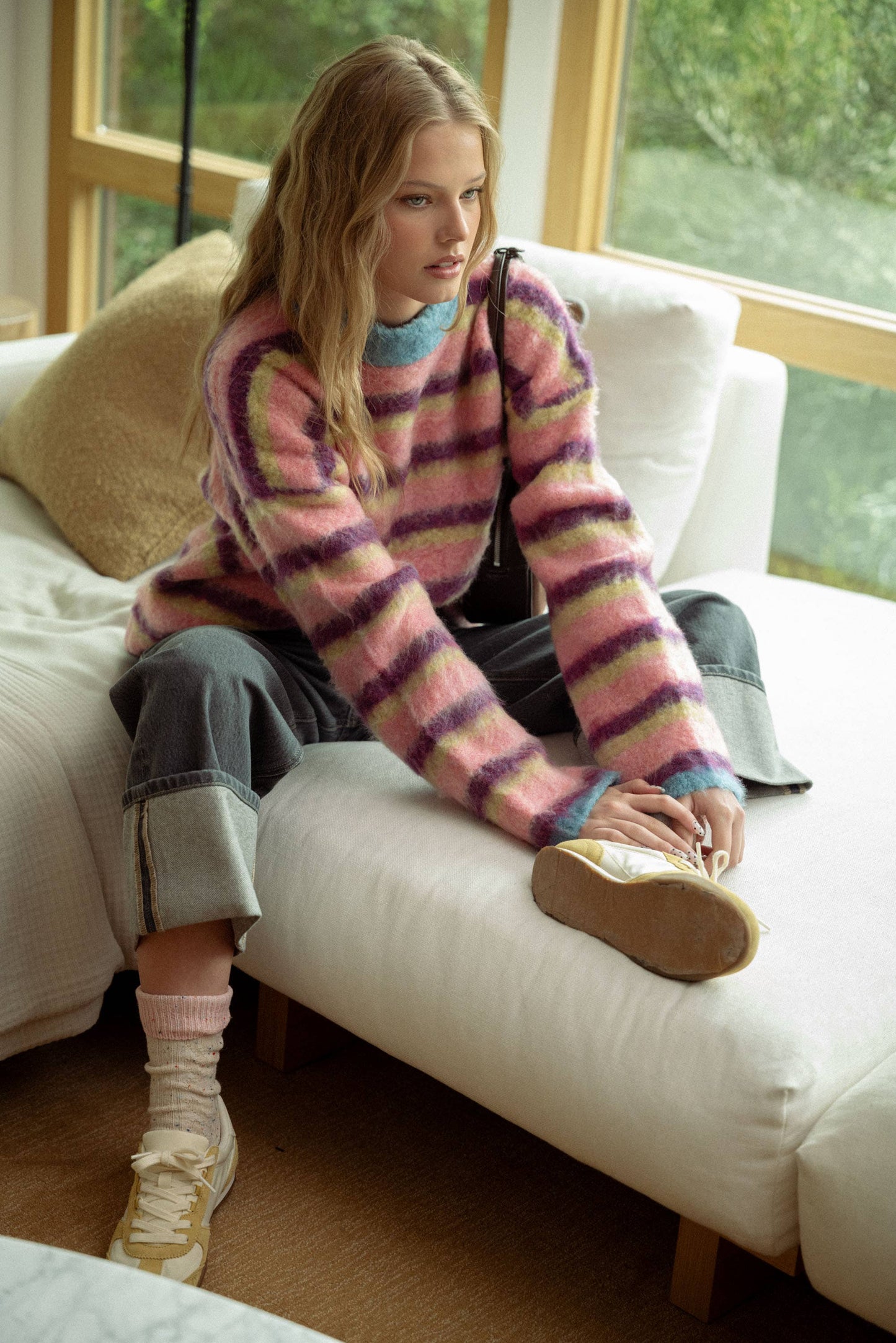 Mac📚MULTI COLOR BRUSHED EFFECT SWEATER TOP