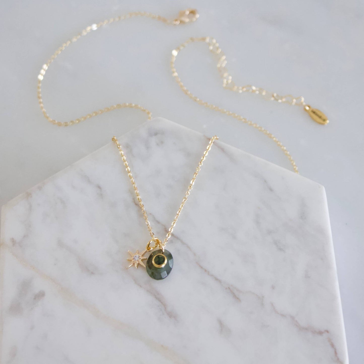 Labradorite or Amazonite Moss Agate Inlay Star Necklace 