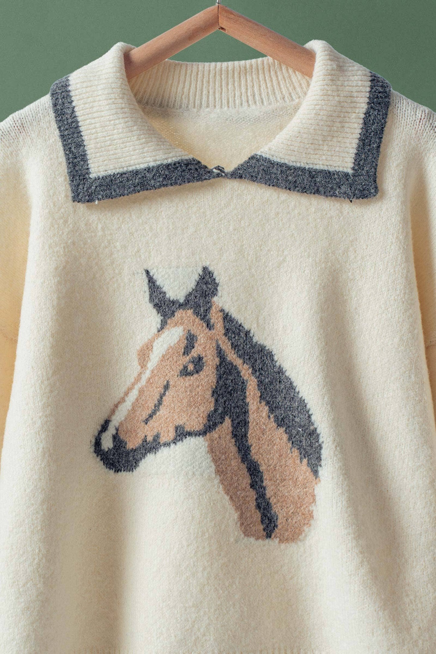 Morgan📚Sweater: Horse Motif Knit Sweater