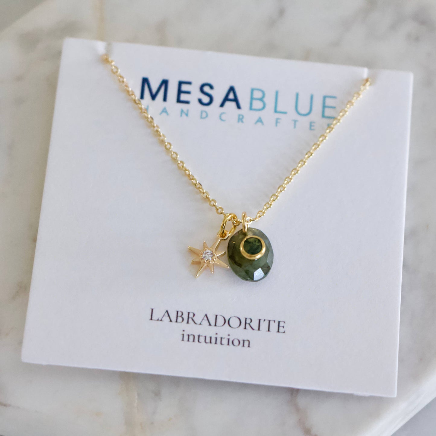 Labradorite or Amazonite Moss Agate Inlay Star Necklace 