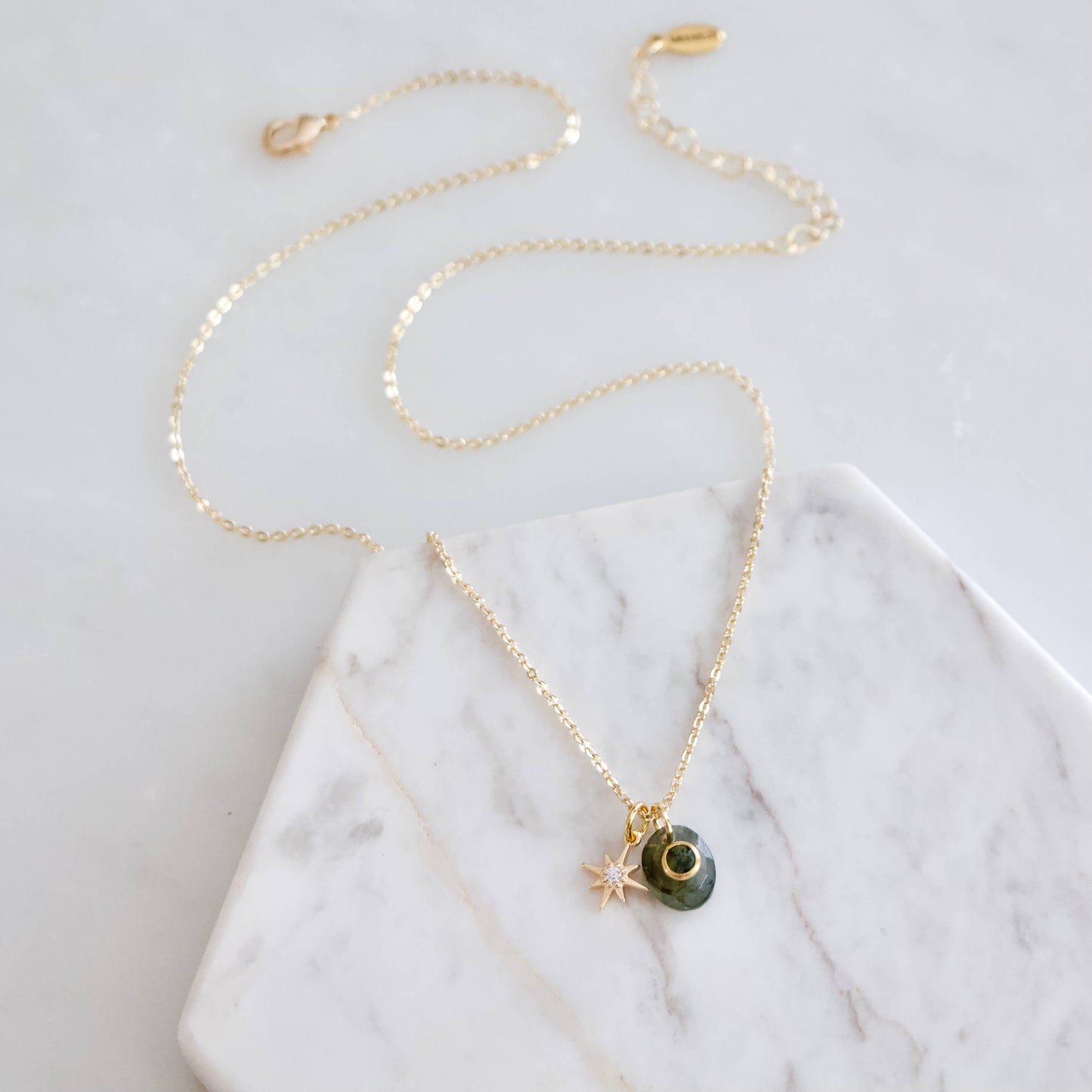 Labradorite or Amazonite Moss Agate Inlay Star Necklace 